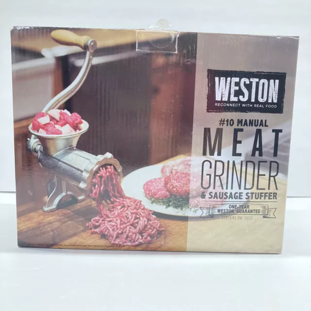 NEW Weston #10 Manual Tinned Meat Grinder and Sausage Stuffer