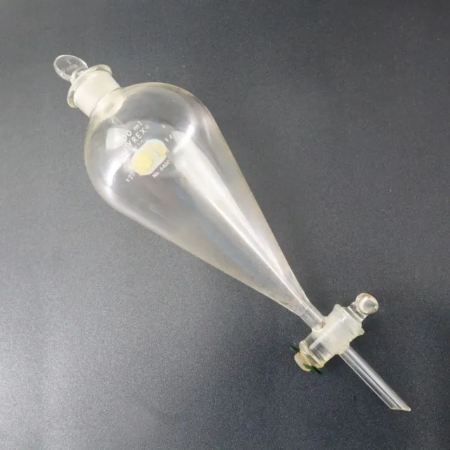 Pyrex Separatory Funnel 500 ml Corning Glass Works 1979 DAMAGED FOR PARTS ONLY