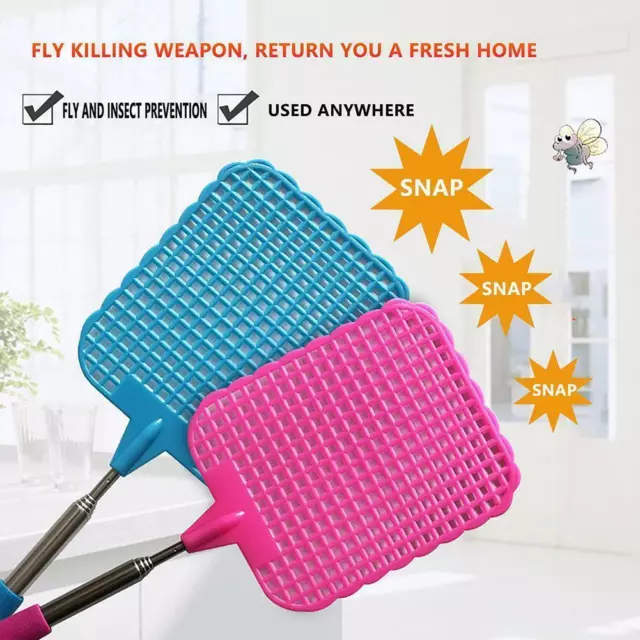 Extendable Fly Swatter Catcher Telescopic Insect Swat Bug Mosquito Killer Best