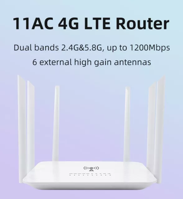 LT260 4G LTE WiFi Router Hotspot 2.4G & 5.8G 1200Mbps SIM Card CPE USA Full Band 2
