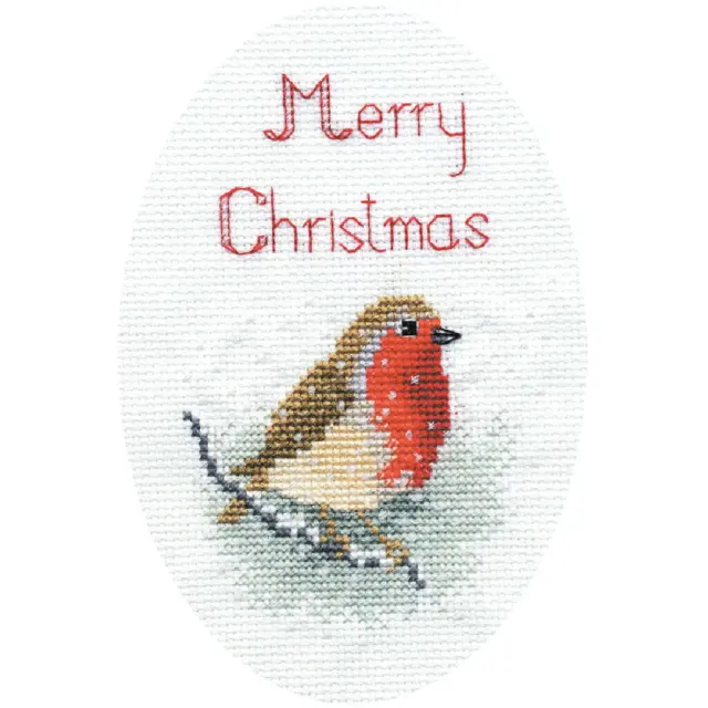 Bothy Threads Greating card counted cross stitch Kit "Snow Robin ", 9x13.3cm, DW