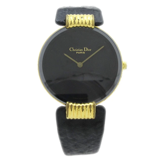Christian Dior 46 153 Bagheera Black Moon Quartz Ladies Wristwatch Watch 50057