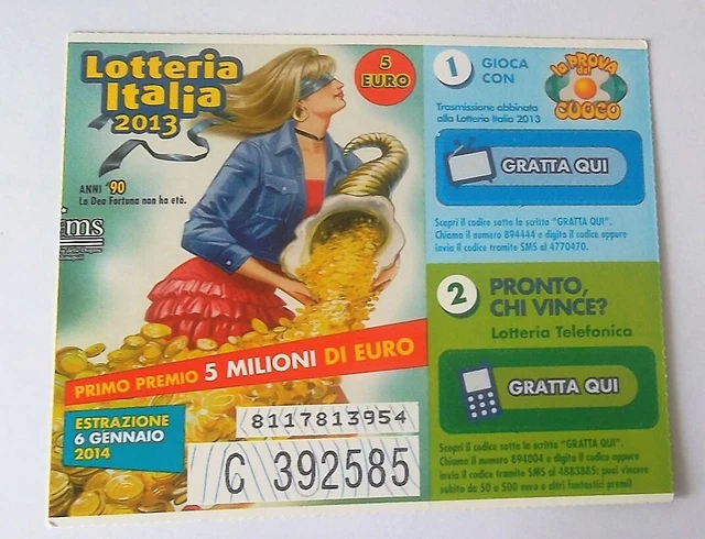 Biglietto Lotteria Italia 2013 ( Estrazione 6 Gennaio 2014)