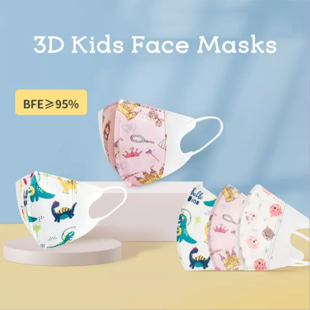 10PCS Kids 3DFace Mask Cartoon Three Layers Meltblown Cloth Disposable