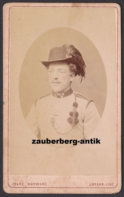 20934 Foto CDV KAB frühes KuK Portrait um 1870 Landesschütze Atelier Urfahr Linz