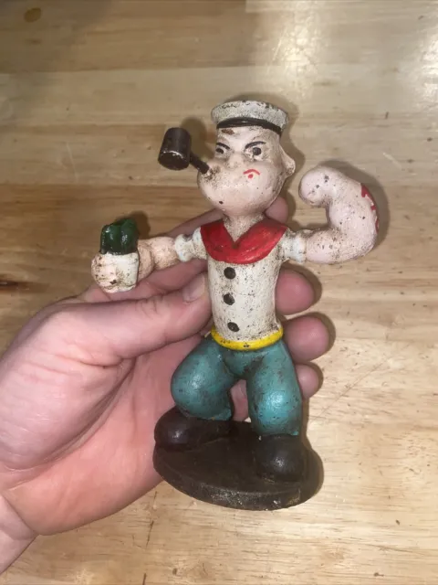 Popeye Sailor Cast Iron Paperweight LAKE CABIN 2+LBS Metal Boat Collector Patina