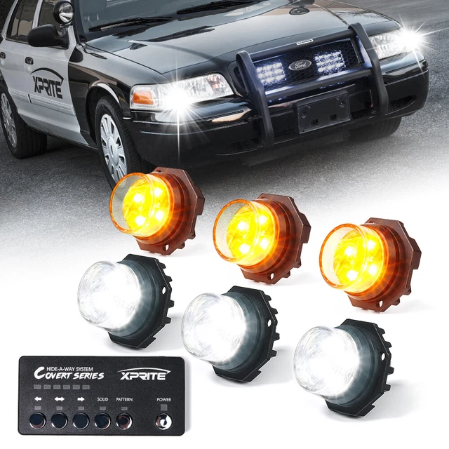 White LED Hideaway Emergency Strobe Lights Kit for 12V Vehicles Pickup Trucks White LED Hideaway Emergency Strobe Lights Kit for 12V Vehicles Pickup Trucks