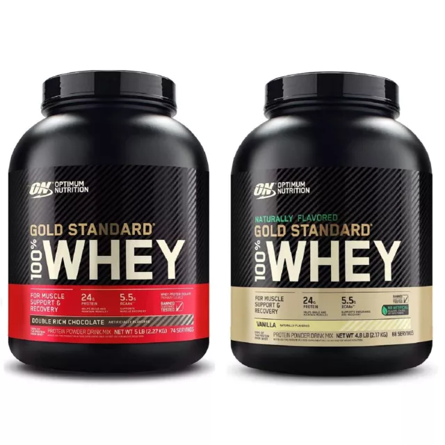 Optimum Nutrition Gold Standard 100% Whey Protein Powder Choose Flavor 5 Pound