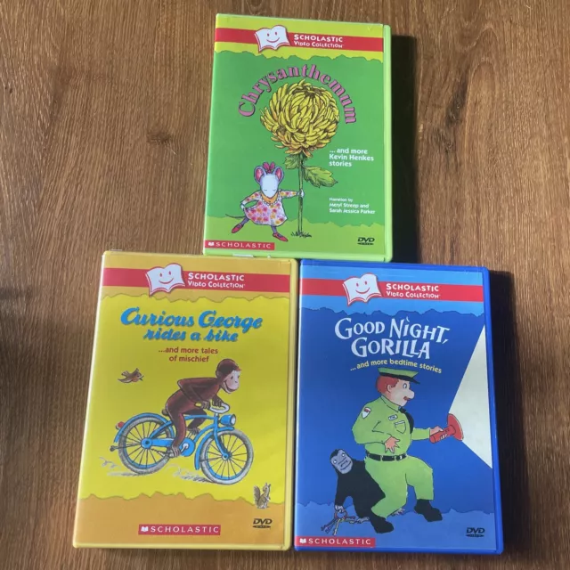 Lot of 3 Scholastic Video Collection DVD Educational Movies Curious George