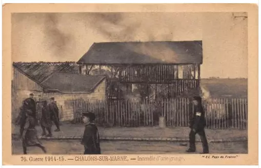 Cpa 51 Chalons Sur Marne Incendie D'une Grange