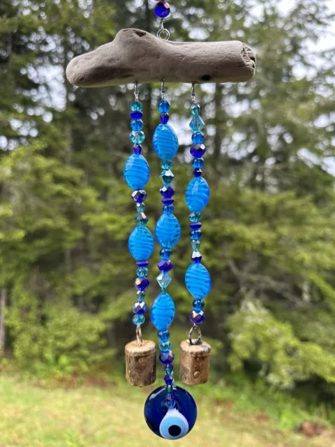 Windchime-Driftwood, Evil Eye Protection, Handcrafted in the USA, Ships free