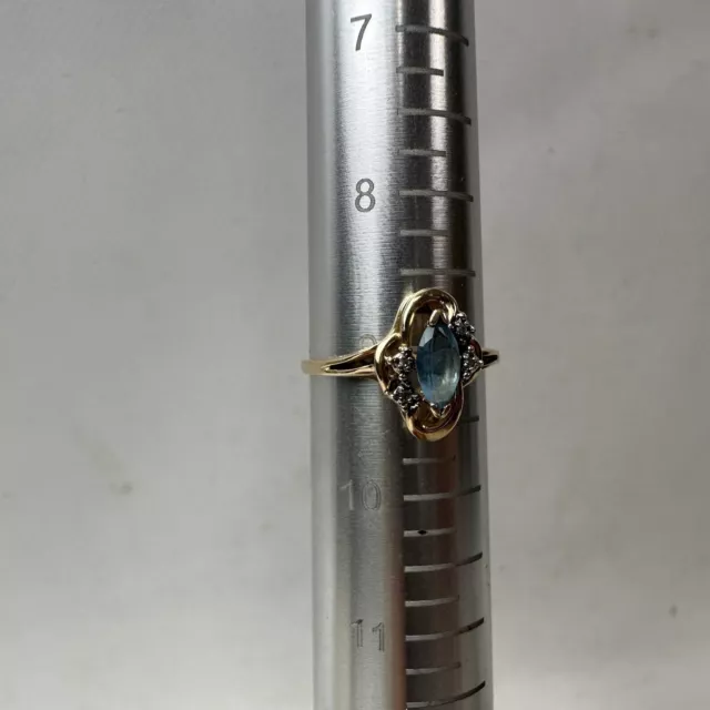 AQUAMARINE STONE YELLOW Gold Ring P14k Plum 14k Beautiful 2.8 Grams ...