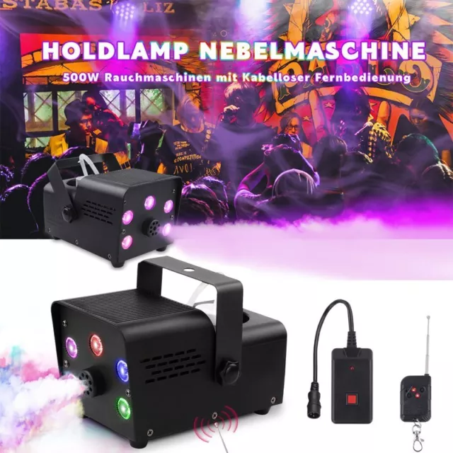 Nebelmaschine 5 LED 500 W RGB DJ Bühnenbeleuchtung Halloween Party Disco Show