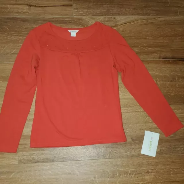 KC Parker Girls Long Sleeve Orange Top Shirt NWT Size 8
