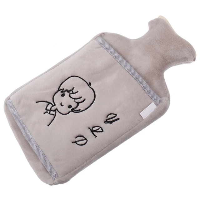 Bolsa de botella de agua caliente con cubierta de vellón rellenable peluche de agua caliente