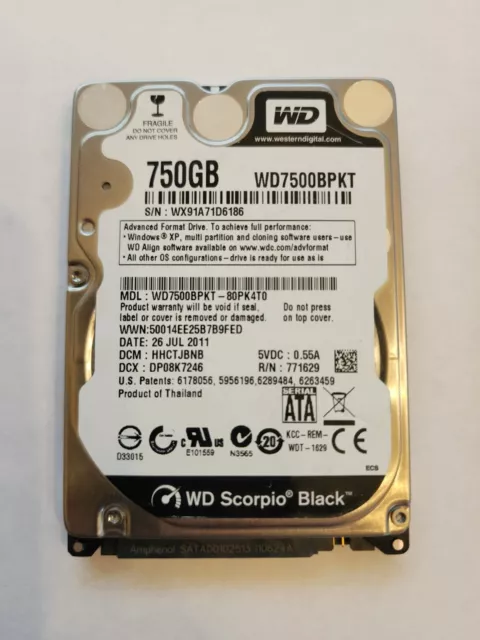 Western Digital Scorpio Black WD7500BPKT 750GB 2.5"