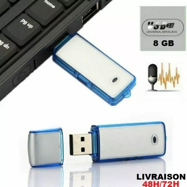 Dictaphone Numérique Clé USB Enregistreur-Espion Flash Drive Digital 8 Go