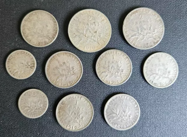 France - Francia - French Coins - Lot De 10 Monnaies  Francaise Argent