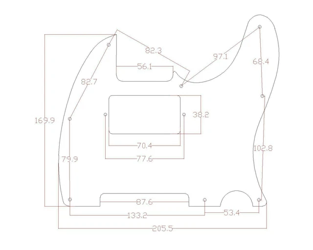 NEW PICKGUARD TELECASTER Métal ALU brossé - black - humbucker - guitare télé 3