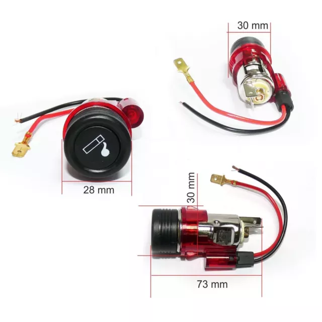 Accendisigari Illuminato Rosso 12v Per Seat Ibiza 29mm Accendino Spina e Presa 2