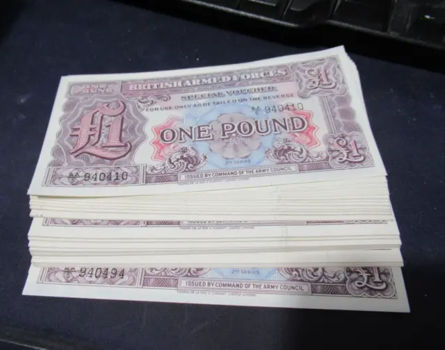 Rare 90 Notes Lot! 1948 1 Pound British Armed Forces 90 Consecutive Unc. Notes