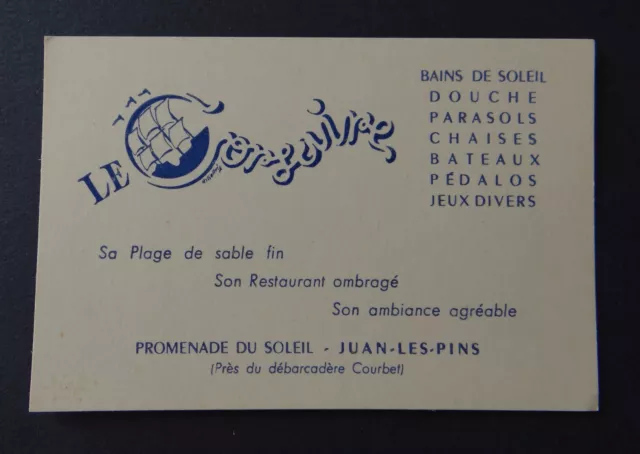LE CORSAIRE Juan-Les-Pins Restaurant Pedalo Old Visit Card