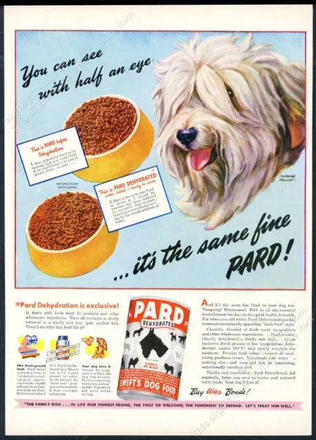 1944 Old English Sheepdog Morgan Dennis art Pard dog food vintage print ad