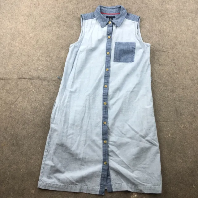 Tommy Hilfiger Womens Shirt Dress Small Blue Denim Sleeveless Button Up