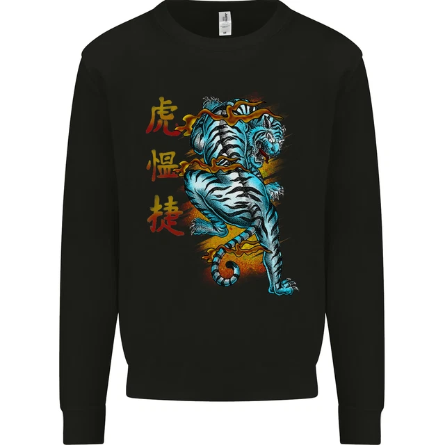 Japanese Tiger Japan Text Dragon Mens Sweatshirt Jumper