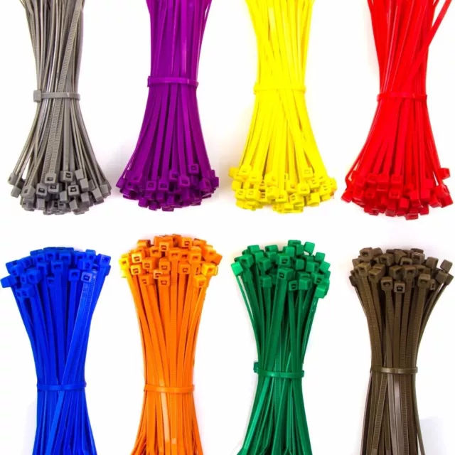 NYLON PLASTIC CABLE TIES ZIP TIE WRAPS COLOURED Thin Thick Small Large Long Wide