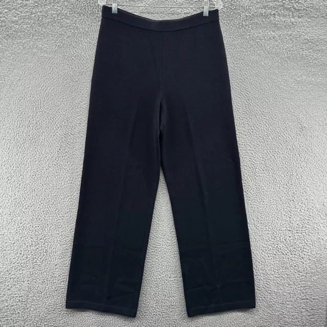 St John Pants Womens 12 Blue Santana Knit Straight Travel Career Collection