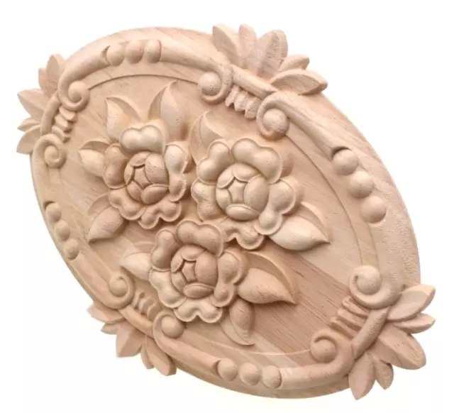 Türrosette aus Holz Oval Blumen Ornamente Barock Stil Restaurierung Stuckrosette