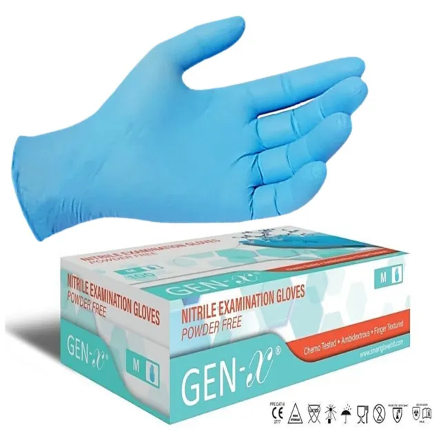 100 Disposable Nitrile Gloves Powder Free Latex Free Blue Medical Grade Strong
