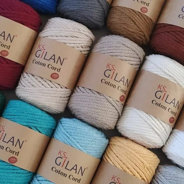 Gilan Coton Cord Makreme Garn 5 mm - 250 Gram sehr beliebt Macrame Wolle NEU DIY