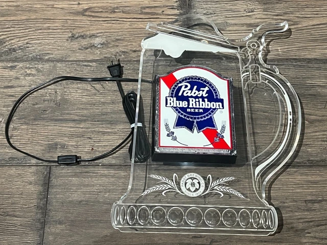Vintage Pabst Blue Ribbon PBR Plastic Stein Light Up Beer Sign 15x11” - Works!