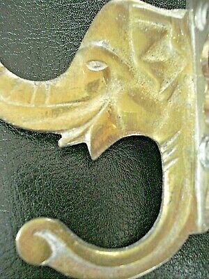 Vintage Brass figural Elephant Coat Hook or Wall Plant Hanger Stamped India 3