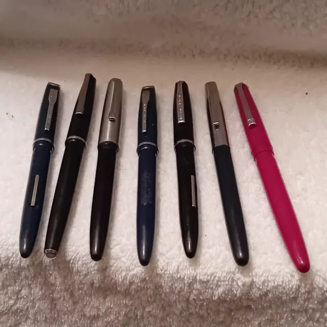 Job Lot Vintage Platignum Fountain Pens - Silverline - Varsity etc