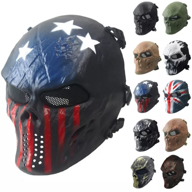 Halloween Full Face Mask Skull Masks with Metal Mesh for Cosplay Costume Party