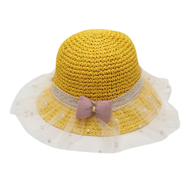Cappello con mento cinghia protezione solare paglia bambino cappello da pesca durevole