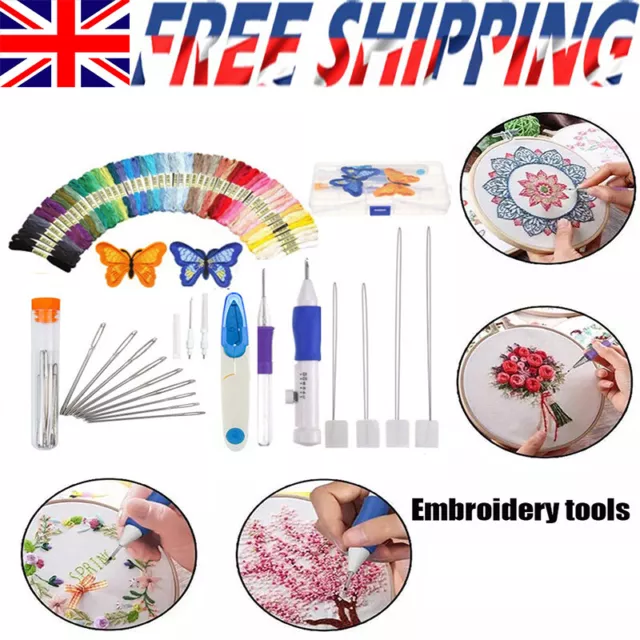 72PCS DIY Magic Embroidery Pen Knitting Sewing Tool Punch Needle 50 Threads Set