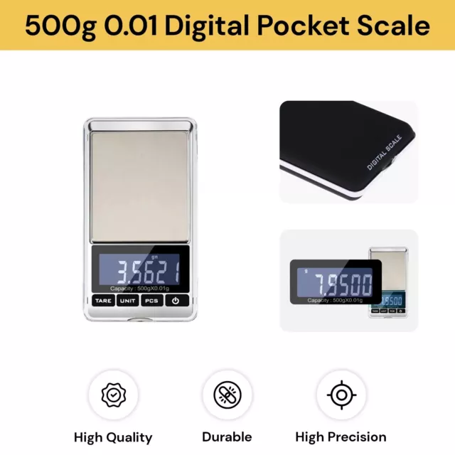 Mini Digital Pocket Scales Jewellery Balance Digital Scale 500g/0.01g Precision 2