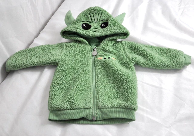 Baby Yoda baby Boy Sherpa Cosplay Hoodie Jacket Toddler Size 12 MOS