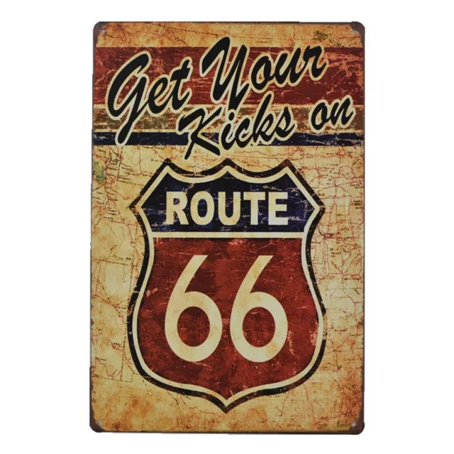 Targa route 66 USA interstate stampa metallo vintage retrò pub bar poster arredo