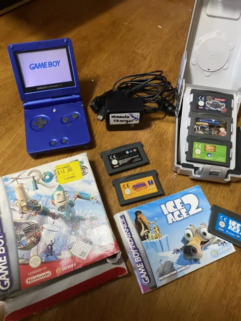 Nintendo GBA Game Boy Advance SP LOT- AGS-001 - Cobalt Blue In Working Condition