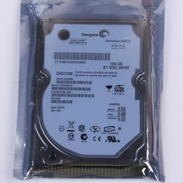 Seagate 2.5" 100 GB IDE/PATA 7200 RPM 8 MB HDD ST910021A Hard Driver For Laptop