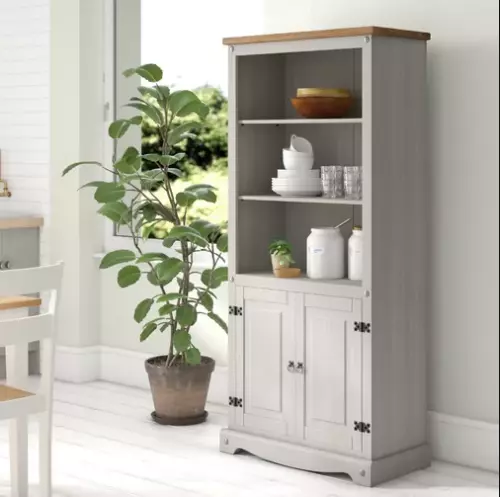 Tall Kitchen Pantry Rustic Grey Cupboard Storage Cabinet Unit Large Dresser Door