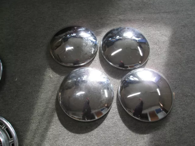 Vintage Set of 4 Dome Hubcaps, Chrome, GUC