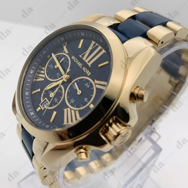 Michael Kors MK6268 Bradshaw Gold Blue Dial Chronograph Unisex 43mm Case Watch