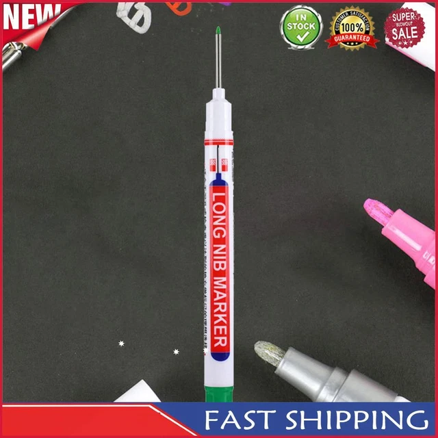 6Pcs Long Head Marker Woodworking Multi-purpose Deep Hole Marker Pen Decor (Red)