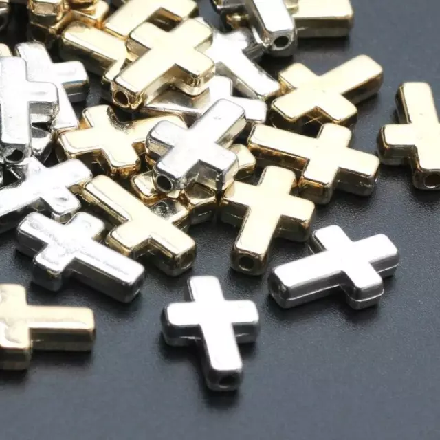 Kc Gold Color Cross Beads Ccb Spacer Beads Necklaces Bracelet 50pcs Acrylic Bead